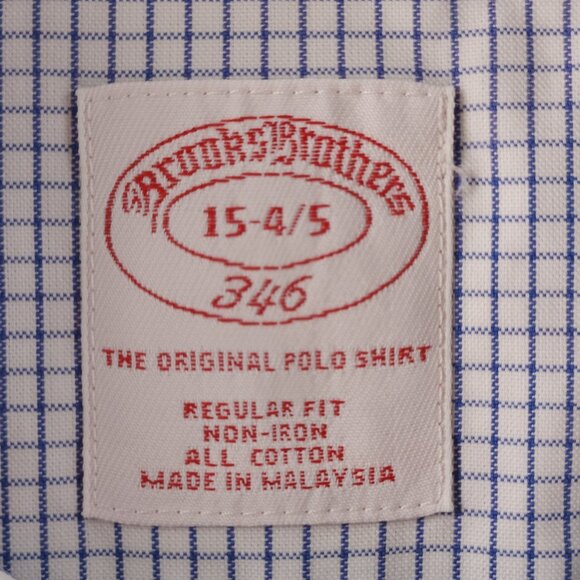 Brooks Brothers Non-Iron 15 4/5 Blue Check Cotton Button-Down Long Sleeve Pocket - Picture 10 of 16